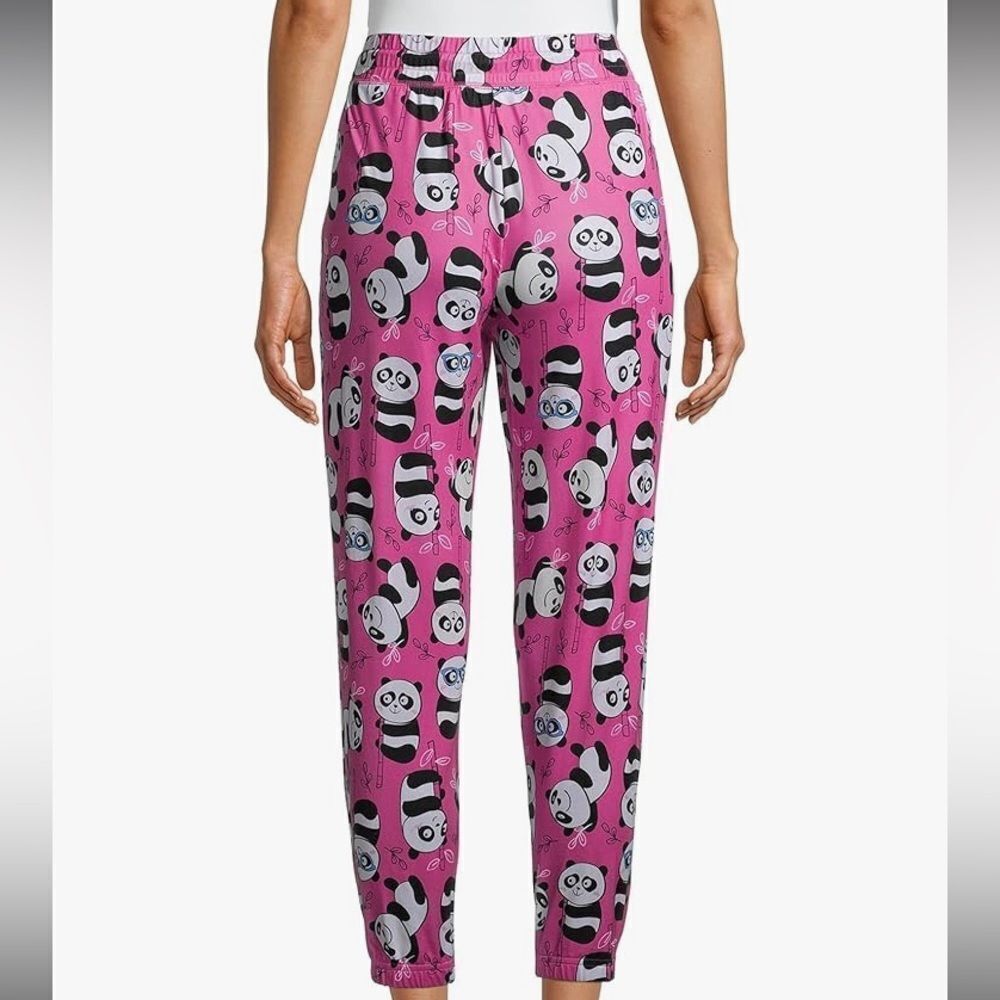 Briefly Stated Pink Panda Print Women's Pants Size Medium (8-10)